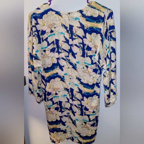 flynn skye lace up front unique floral tunic/ coverup/ minidress XS - Picture 3 of 6
